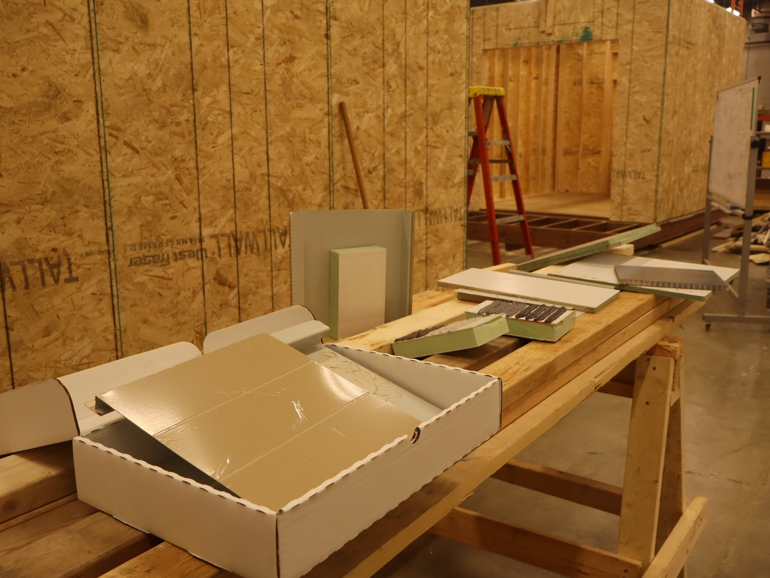 Modular building components under construction in the Pace Mayo workshop